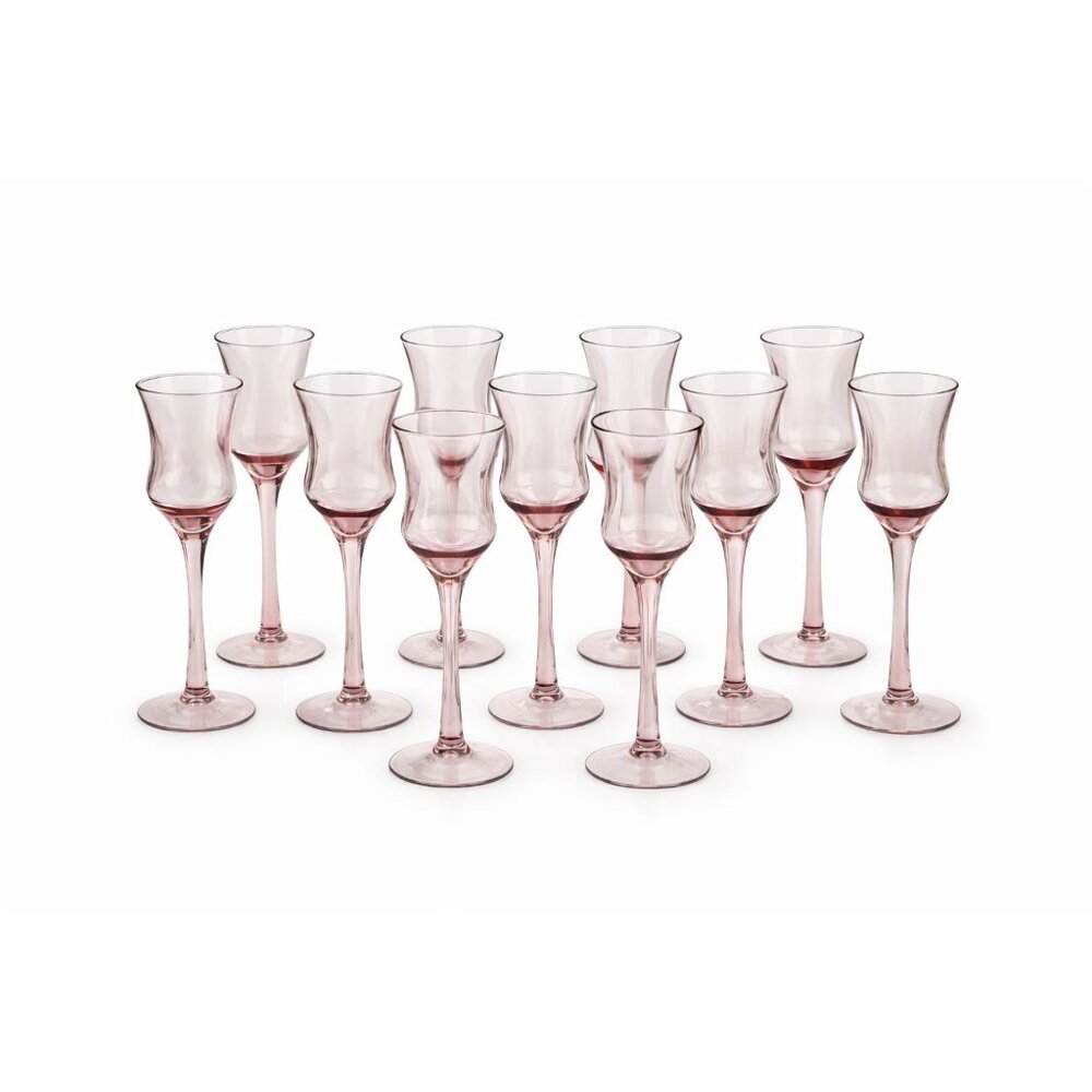 Vintage Blush Pink Cordial Glasses – Set of 11 – Elegant European Style Stemware - Picture 2 of 3